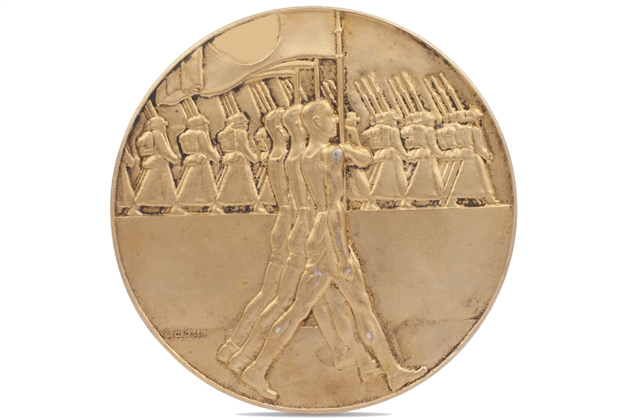 1936 German Athletics National Championships (Berlin) First Place Winners Medal (Gold-Plated 99% Silver) for Long Jump Awarded to Luz Long - Set the European Record!