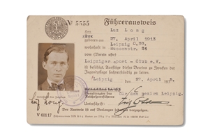 Luz Longs 1935 Leipziger Sport Club Athletics Identification Card (Signed)