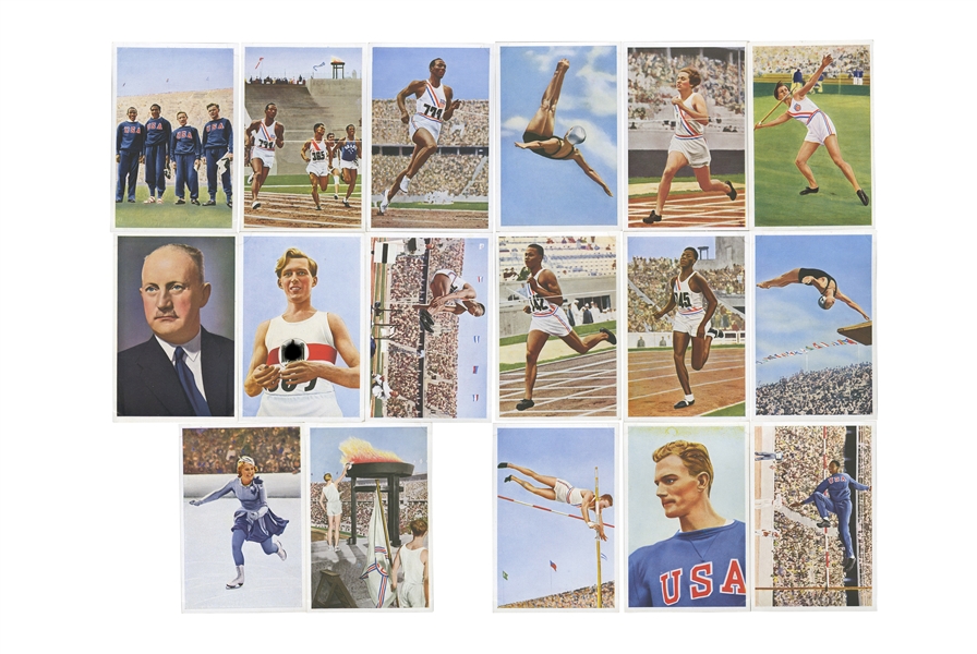 1936 Summer & Winter Olympics German Album Book with 1936 Muhlen Franck Olympia Set of 162 Cards (Series 6 - 30) incl. 4 Jesse Owens, Babe Didrikson, Sonje Henie, etc. - Luz Long Collection