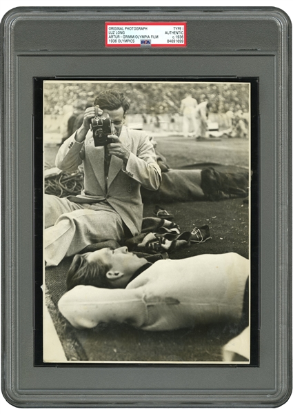 1936 Luz Long Relaxing at Berlin Olympics Original Photo by Arthur Grimm from Filming of Leni Riefenstahls "Olympia" - PSA/DNA Type I (Luz Long Collection)