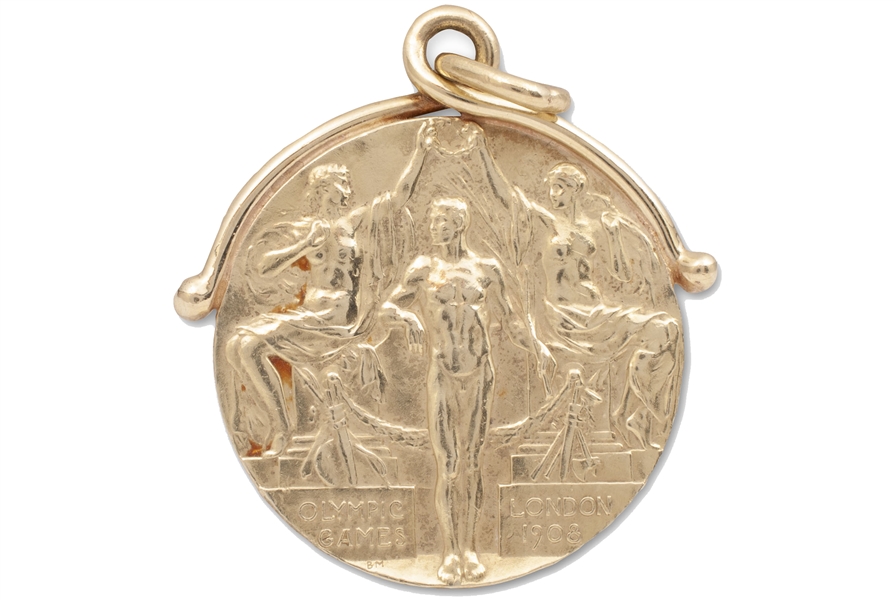 Only Known 1908 London Summer Olympics 18K Gold Winners Medal for Golf (Refused Admirably by Defending Champ George Lyon) - Last One Issued Before Golfs 100+ Year Absence at Olympics!