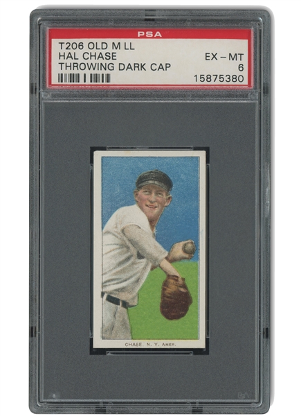 1909-11 T206 Old Mill Hal Chase (Throwing Dark Cap) - PSA EX-MT 6 (Highest Graded!)