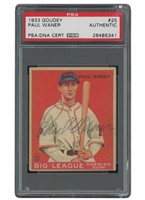 1933 Goudey #25 Paul Waner Autographed - PSA/DNA Authentic (One of Five PSA Encapsulated Copies!)