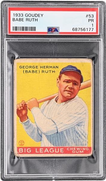 1933 Goudey #53 Babe Ruth (Hobby Fresh) - PSA PR 1