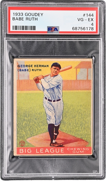 1933 Goudey #144 Babe Ruth (Hobby Fresh) - PSA VG-EX 4