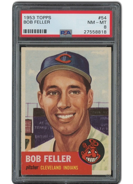 1953 Topps #54 Bob Feller - PSA NM-MT 8