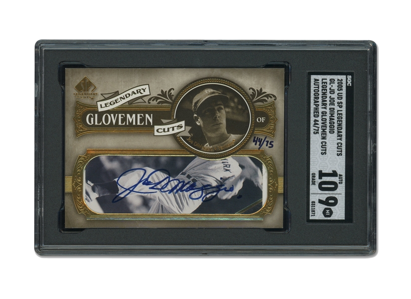 2005 Upper Deck SP Legendary Glovemen Cuts #GL-JD Joe DiMaggio Autograph (44/75) - SGC Mint 9, 10 Auto.
