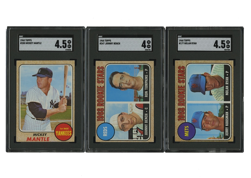1968 Topps Baseball Near Complete Set (591/598) with Three SGC Graded incl. Nolan Ryan & Bench Rookies plus Mantles 2nd-to-Last Issue