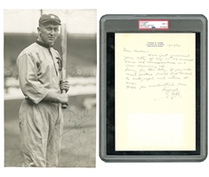 Ty Cobb Autographed Letter & Photograph - PSA/DNA MINT 9 Letter & PSA/DNA NM-MT 8 Photo
