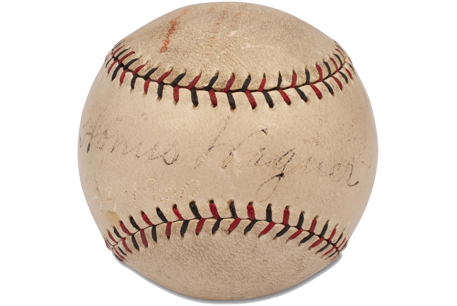 4/13/1930 J. Honus Wagner Single Signed Official Honus Wagner Co. Baseball - PSA/DNA & Beckett LOAs