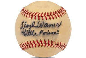 C. 1978 Lloyd Waner Single Signed ONL (Feeney) Baseball Inscribed "Little Poison" - Beckett LOA