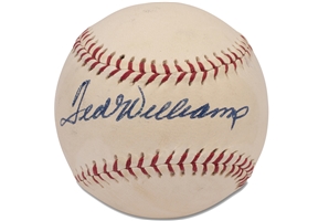 High-Grade Ted Williams Single Signed Wilson Catfish Hunter All-Star Baseball - JSA LOA