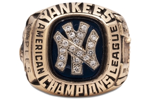 1981 New York Yankees AL Championship 10K Gold Ring With Diamonds