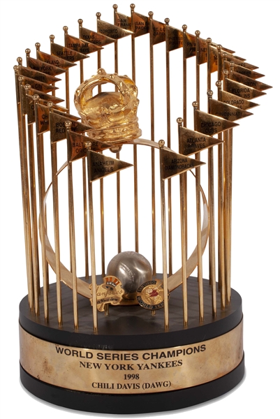 1998 New York Yankees World Series Champions Player Trophy Awarded to Chili "Dawg" Davis