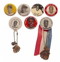 C. 1940s-1950s Jackie Robinson Pinbacks Collection (7) with Rookie-Era Examples