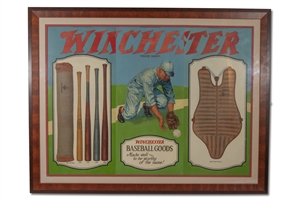 Large C. 1915-1920 Winchester Baseball Goods (3) Panel Advertising Display
