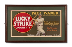1928 Paul Waner Lucky Strike Trolley Car Advertising Sign