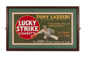 1928 Tony Lazzeri Lucky Strike Trolley Car Advertising Sign