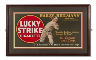 1928 Harry Heilmann Lucky Strike Trolley Car Advertising Sign