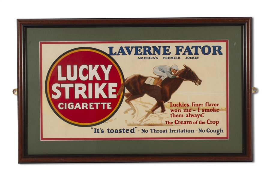 1928 Laverne Fator Lucky Strike Trolley Car Advertising Sign