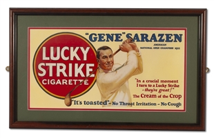 1928 Gene Sarazen Lucky Strike Trolley Car Advertising Sign