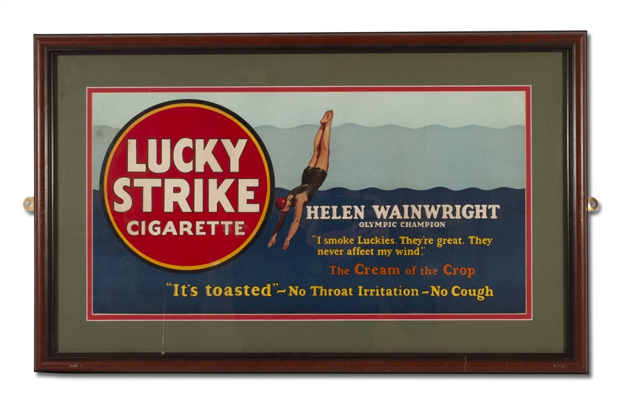 1928 Helen Wainwright Lucky Strike Trolley Car Advertising Sign