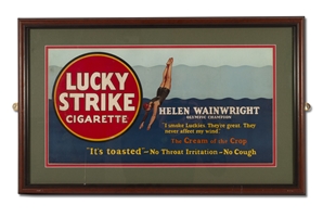 1928 Helen Wainwright Lucky Strike Trolley Car Advertising Sign