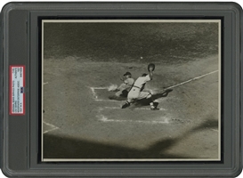1927 Lou Gehrig "Sliding Into Home" During World Series Original Photograph - PSA/DNA Type 1