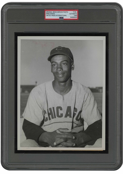 1956 Ernie Banks Original Photograph Used For His 1961 Nu-Card Scoops Card - PSA/DNA Type I