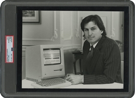 1984 Steve Jobs Original Photograph W/ First Mac 128K Computer - PSA/DNA Type 1