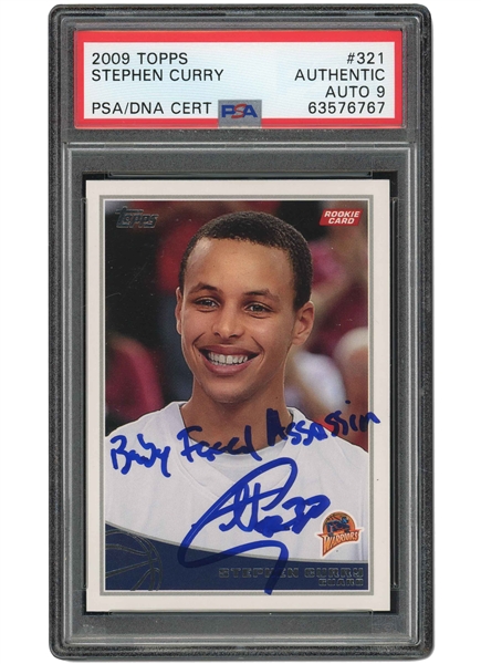 2009 Topps #321 Stephen Curry Signed Rookie Card Inscribed "Baby Faced Assassin" - PSA Authentic, PSA/DNA 9 Auto.