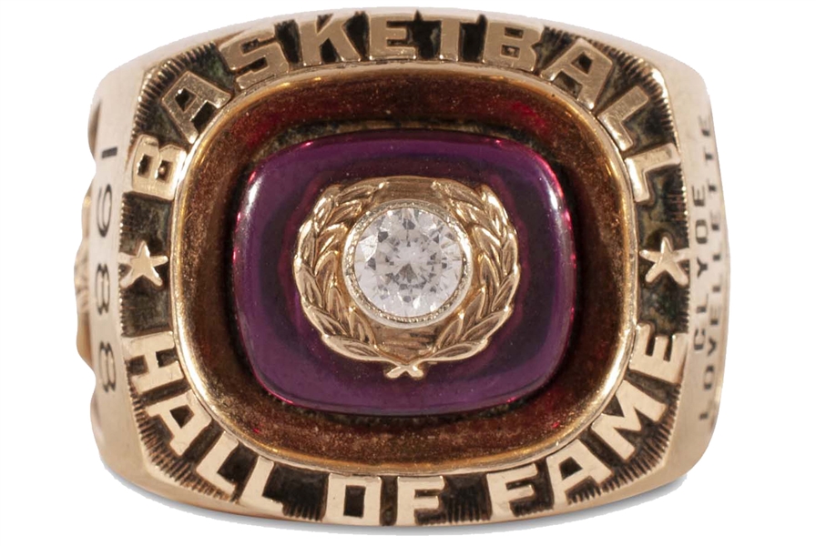 Clyde Lovellettes 1988 Naismith Memorial Basketball Hall of Fame Induction Ring - First Player to Win NCAA Title, Olympic Gold & NBA Championship! (Lovellette Family LOA)