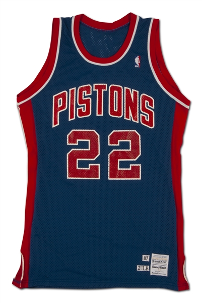 1987-88 John Salley Autographed Detroit Pistons Game Worn Road Jersey