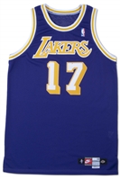 1997-98 Rick Fox Autographed Los Angeles Lakers Game Worn Road Jersey