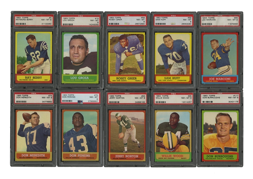 1963 Topps Football Near-Complete Set with 14 High-Grade PSA Examples