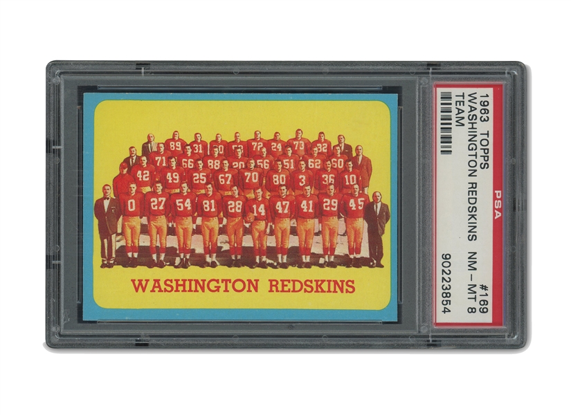 1963 Topps #169 Washington Redskins Team - PSA NM-MT 8 (Only Two Higher!)