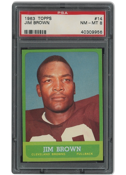 1963 Topps #14 Jim Brown - PSA NM-MT 8