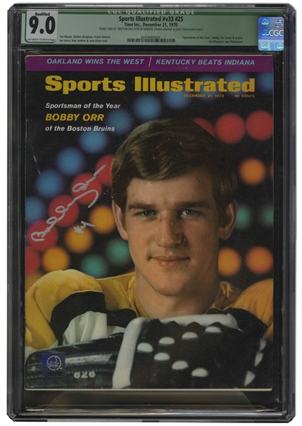 Bobby Orr Autographed 12/21/1970 Sports Illustrated "Sportsman of the Year" - Beckett & CGC 9.0 (Pop 1, Only One Higher)