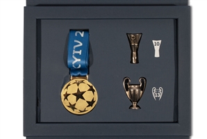 2017-18 Real Madrid UEFA Champions League and EuroLeague (Basketball) Winners Medal & Trophy Replica Set in Original Presentation Box