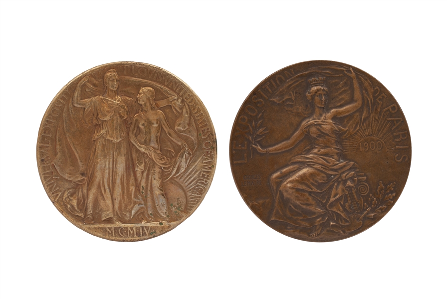1900 Paris and 1904 St. Louis Olympics (Exposition Games) Pair of Bronze Award Medals