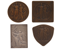 1900 Paris and St. Louis Olympics (Exposition Games) Group of Four Award Medals with Original Presentation Cases