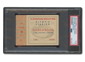 August 5, 1936 Jesse Owens Ticket Stub From Berlin Olympics - Wins 3rd Gold Medal in the 200 Meter! - PSA VG 3