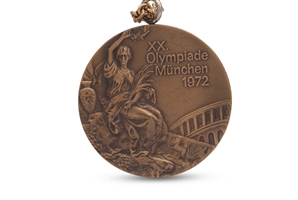 1972 Munich Summer Olympic Games Bronze Winners Medal (Unawarded) with Chain and Presentation Case