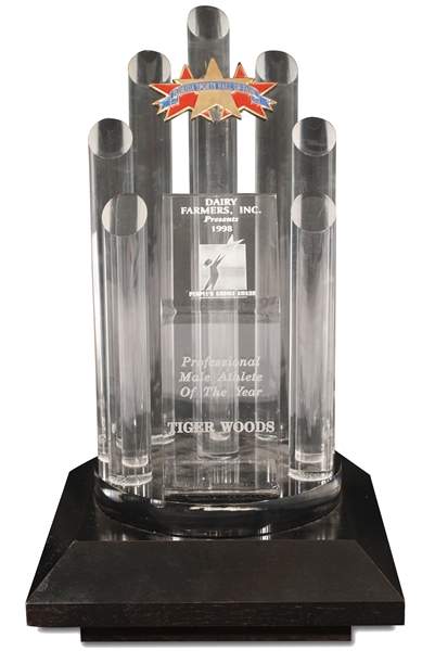 1998 Tiger Woods Florida Sports Hall of Fame Peoples Choice Award Professional Male Athlete of the Year Trophy