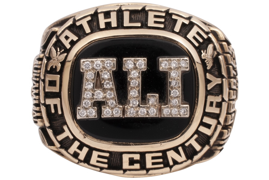 Muhammad Ali "Athlete of the Century" 3-Time World Heavyweight Championship 14K Gold Ring with Real Diamonds
