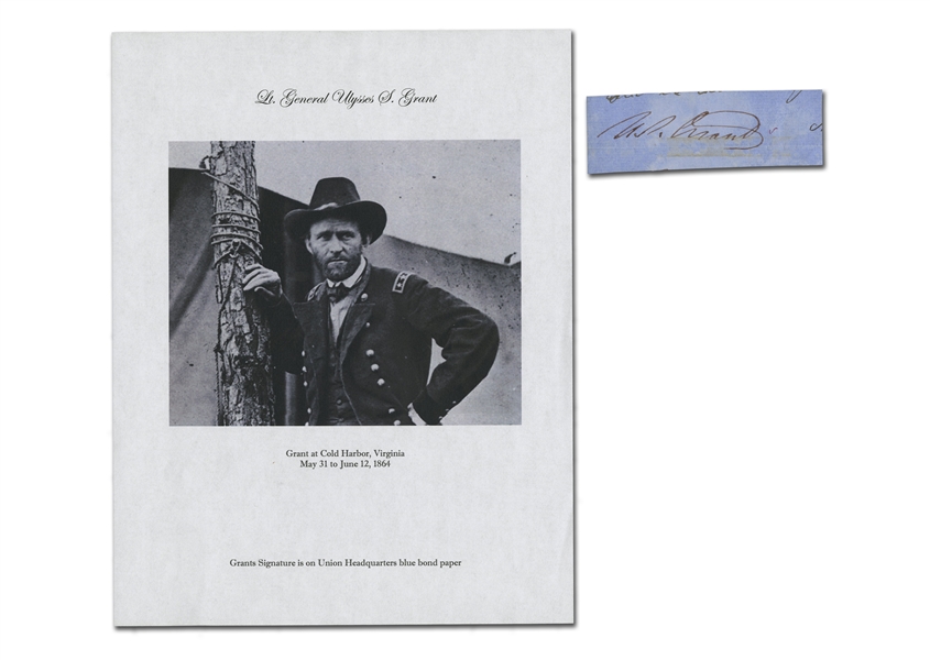 1864 Ulysses S. Grant Autographed Union Headquarters Blue Bond Paper - Beckett LOA