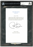 Barack Obama Autographed Presidential Oath of Office Souvenir - BAS AUTHENTIC