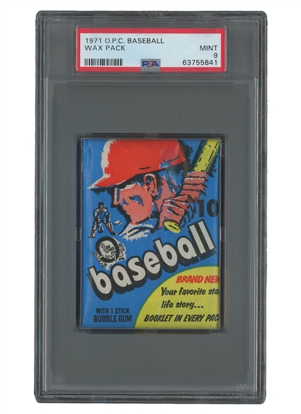 1971 O-Pee-Chee Baseball Unopened Wax Pack - PSA Mint 9