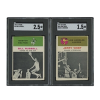 1961 Fleer #38 Bill Russell In Action - SGC GD+ 2.5 & #66 Jerry West In Action - SGC FR 1.5