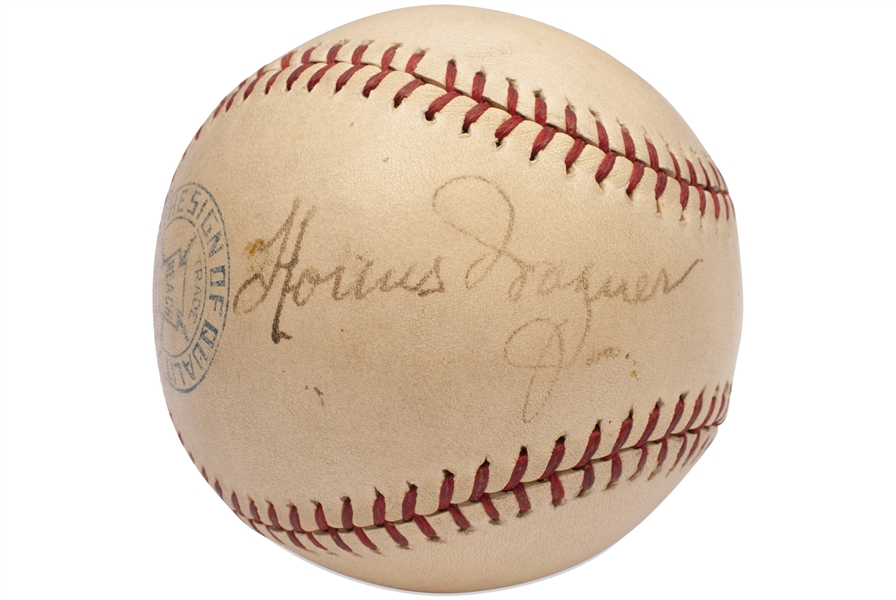 C. 1940s Honus Wagner Single Signed Official Reach Baseball - PSA/DNA & JSA LOAs